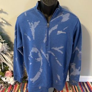 Columbia Tie Dye Pullover Sweatshirt Quarter Zipper Blue Small